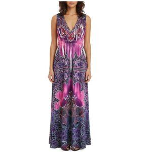 Mushka by Sienna Rose Maxi Dress Sleeveless V-Neck Boho Womens Medium NEW